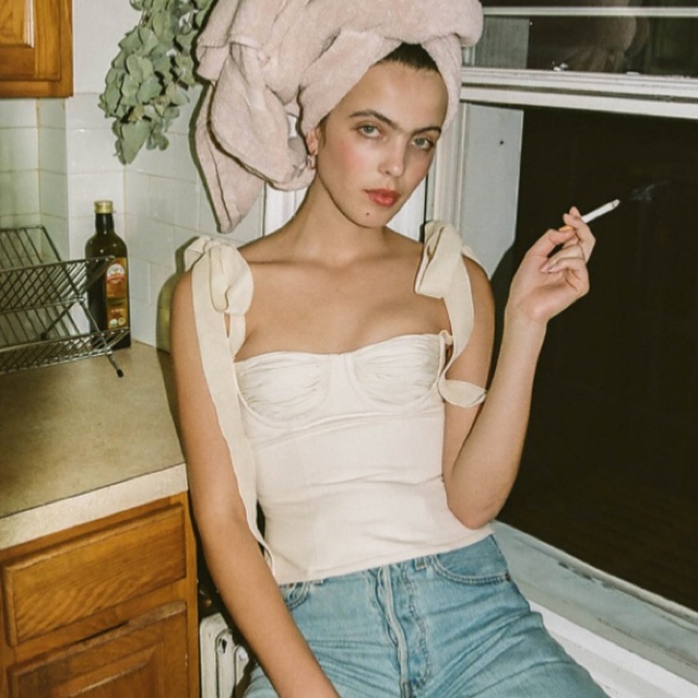 Orseund Iris Bustier Top In Ivory Size XS